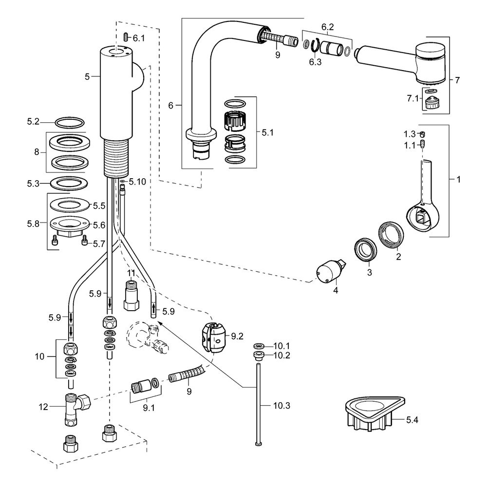 Hansa Ronda Einhebel-Küchenarmatur, Niederdruck, Kupferrohr 2-strahlig, Ausladung 221mm... HANSA-55231103 4015474261662 (Abb. 5)