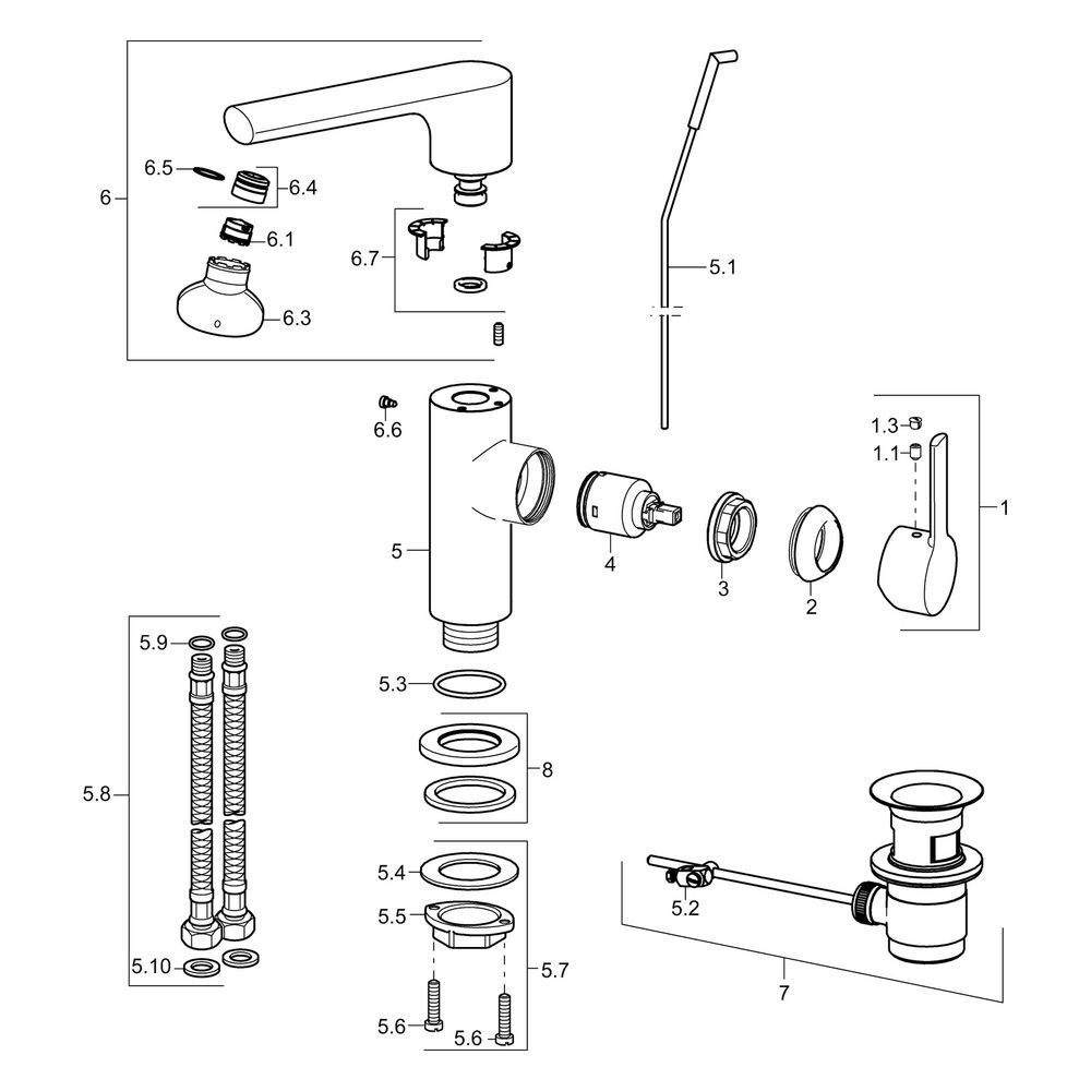 Hansa Ronda Einhebel-Waschtischbatterie, Ausladung 115mm, DN 15, Chrom, 55342203... HANSA-55342203 4015474263994 (Abb. 5)