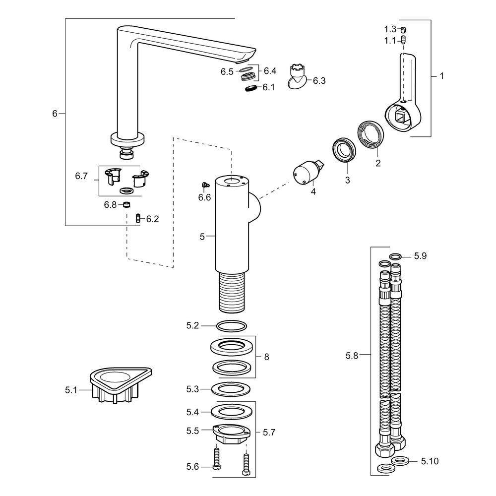 Hansa Ligna Einhebelmischer Küchenarmatur 5528 Ausladung 189mm DN15 Chrom... HANSA-55282203 4015474261716 (Abb. 5)