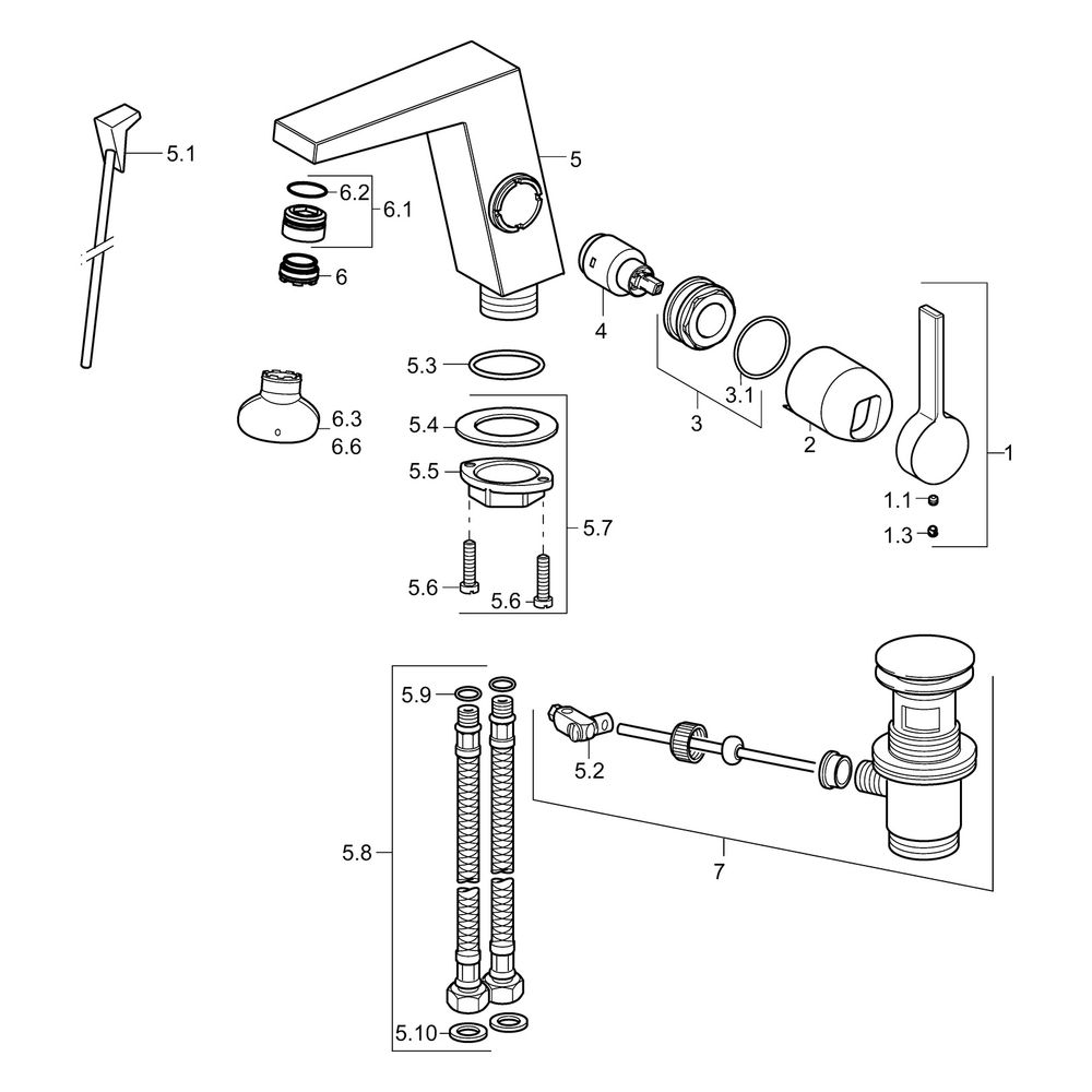 Hansa Loft Einhebelmischer Waschtischbatterie 5752 Ausladung 146mm DN15 Chrom... HANSA-57522203 4015474263529 (Abb. 5)