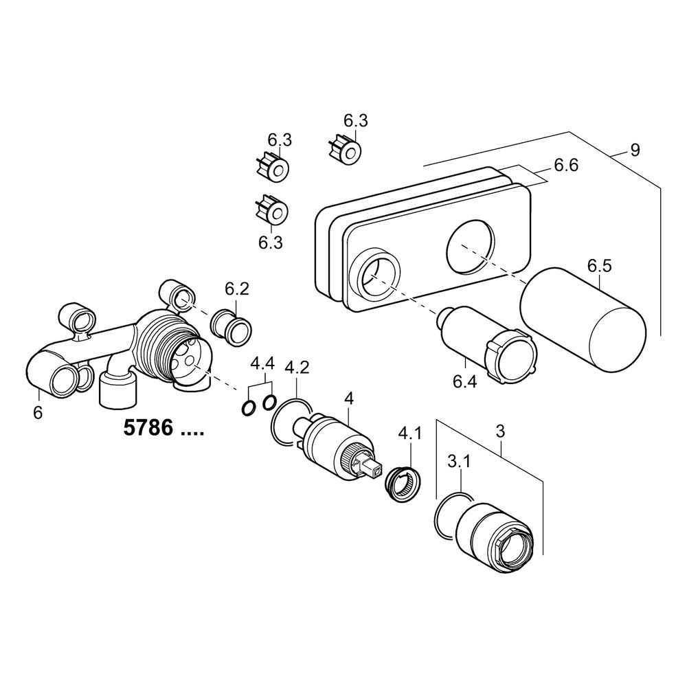 Hansa Vario Unterputz-Rohbauset Wandarmaturen 5786 DN15 3.5 Steuerpatrone... HANSA-57860100 4015474179264 (Abb. 5)