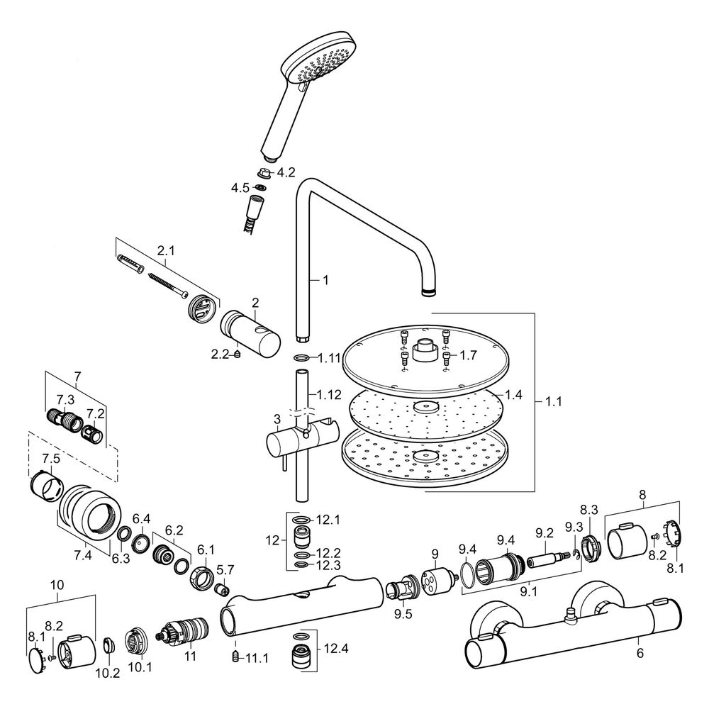 Hansa Prisma Regenbrause-Duscharmatur 5809 3-strahlig DN15 Chrom... HANSA-58099103 4015474259263 (Abb. 7)