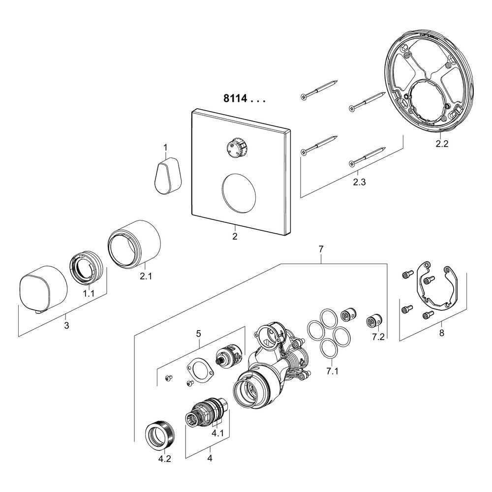 Hansa Living Fertigmontageset für Wanne/Brause 8114 Rosette eckig mit Sicherungseinrich... HANSA-81143562 4015474278998 (Abb. 7)