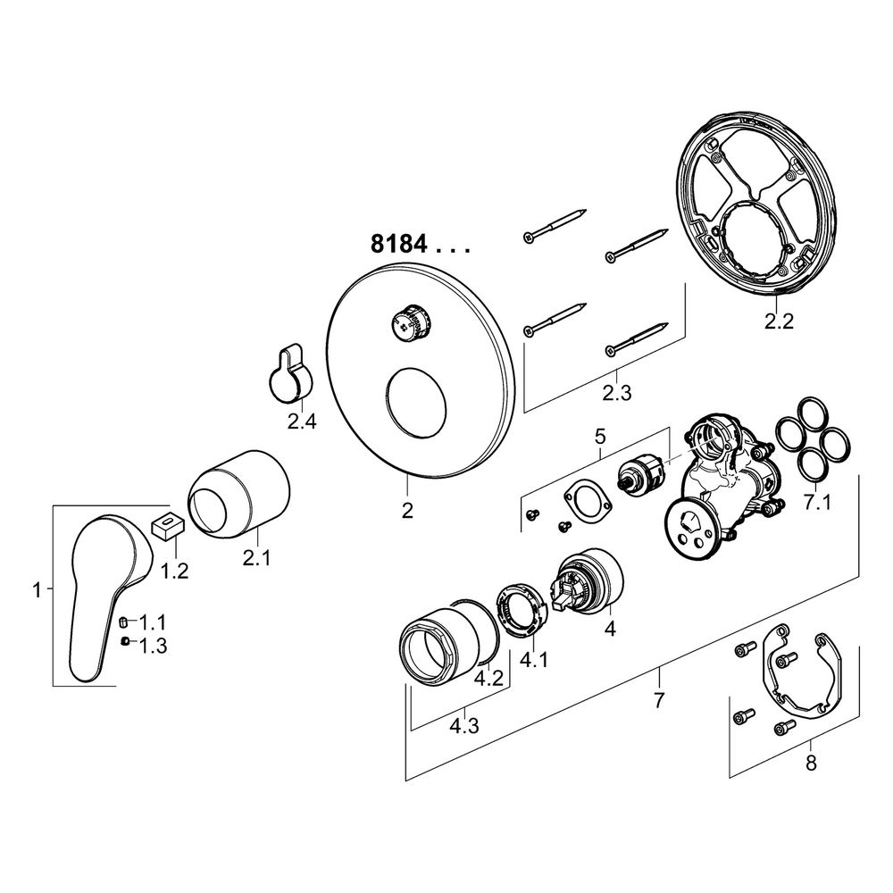 Hansa Mix Einhebelmischer Fertigmontageset für Wanne/Brause 8184 Rosette rund Chrom... HANSA-81849083 4015474279230 (Abb. 5)