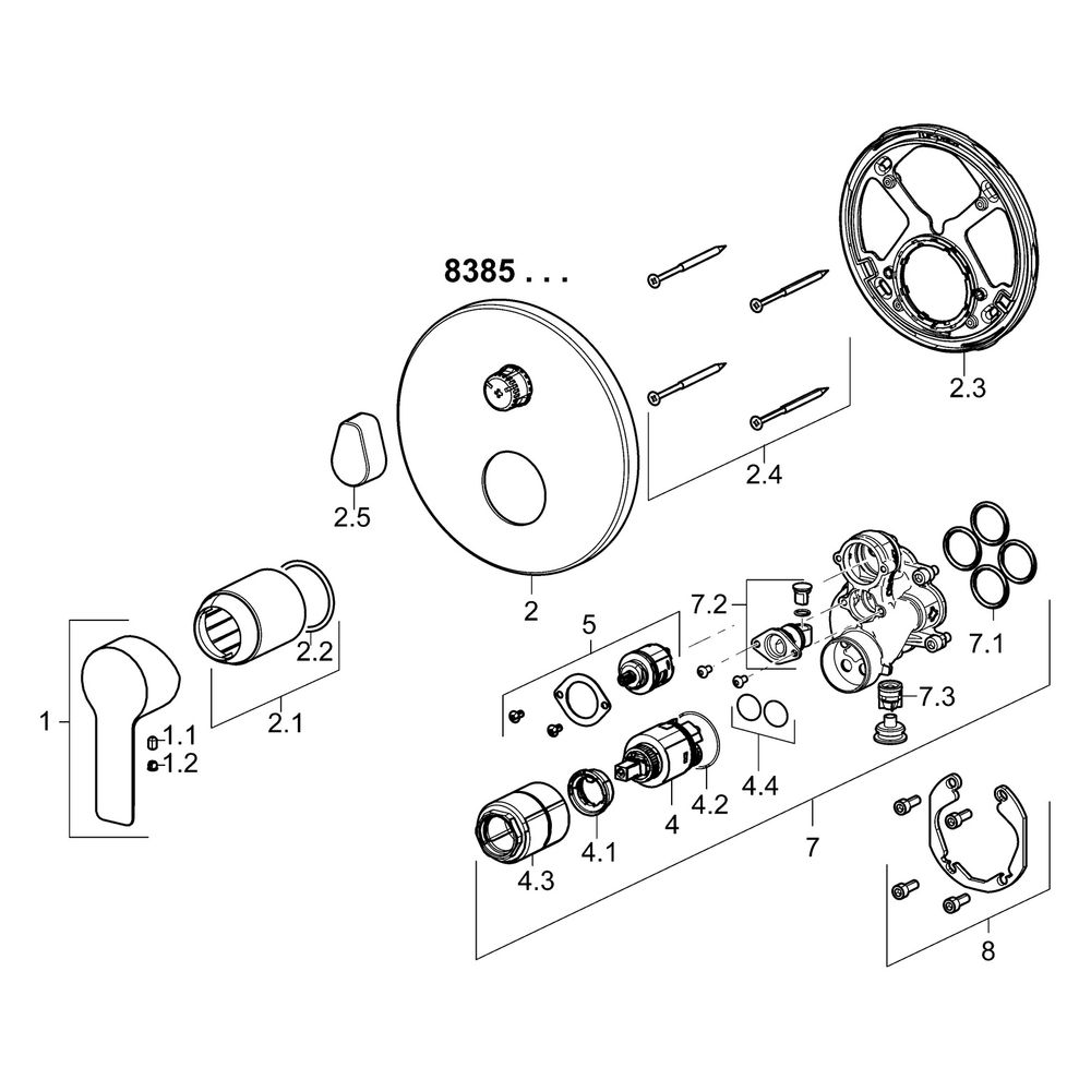 Hansa Ligna Einhebelmischer Fertigmontageset für Wanne/Brause 8385 Rosette rund mit Sic... HANSA-83853503 4015474279438 (Abb. 7)