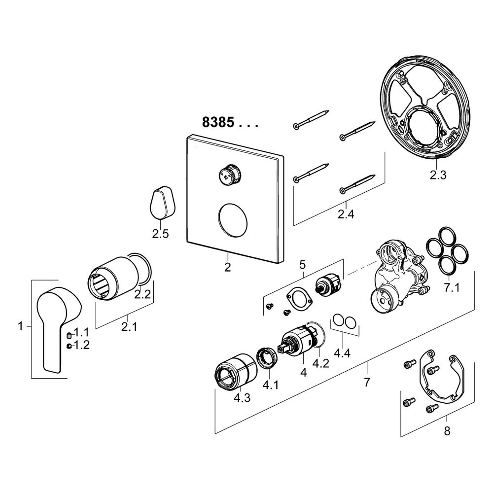 Hansa Ligna Einhebelmischer Fertigmontageset für Wanne/Brause 8385 Rosette eckig Chrom... HANSA-83859513 4015474279414 (Abb. 7)