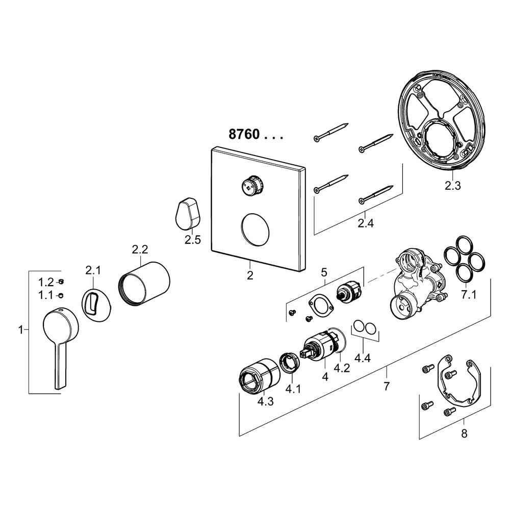 Hansa Loft Einhebelmischer Fertigmontageset für Wanne/Brause 8760 Rosette eckig Chrom... HANSA-87609003 4015474287051 (Abb. 7)