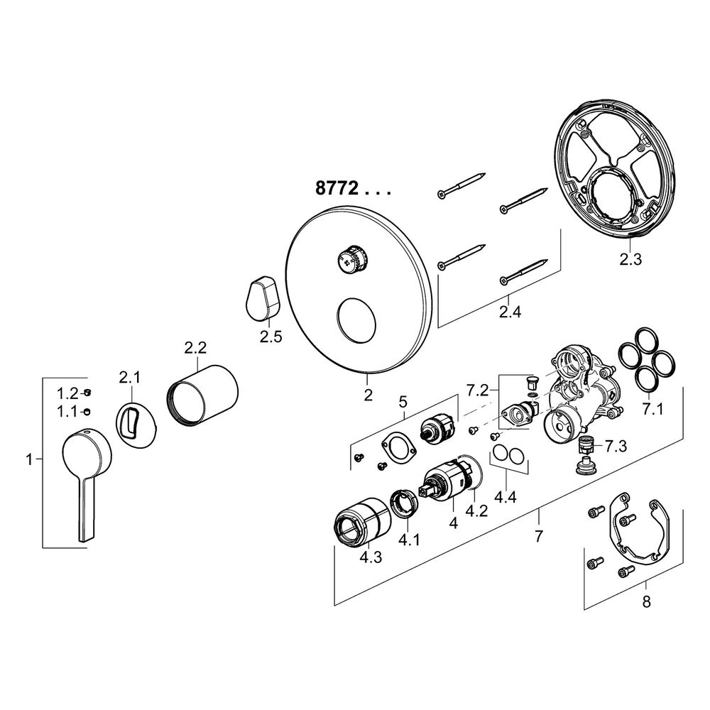Hansa Loft Einhebelmischer Fertigmontageset für Wanne/Brause 8772 Rosette rund mit Sich... HANSA-87723003 4015474287020 (Abb. 7)