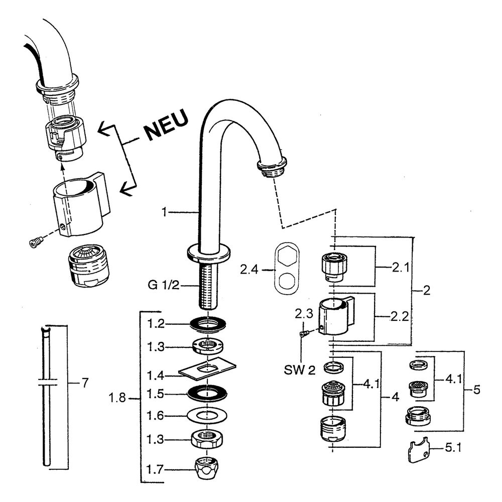 Hansa Nova Einhebel-Waschtischbatterie, Ausladung 127mm, DN 15, Chrom, 00918101... HANSA-00918101 4015474564763 (Abb. 8)