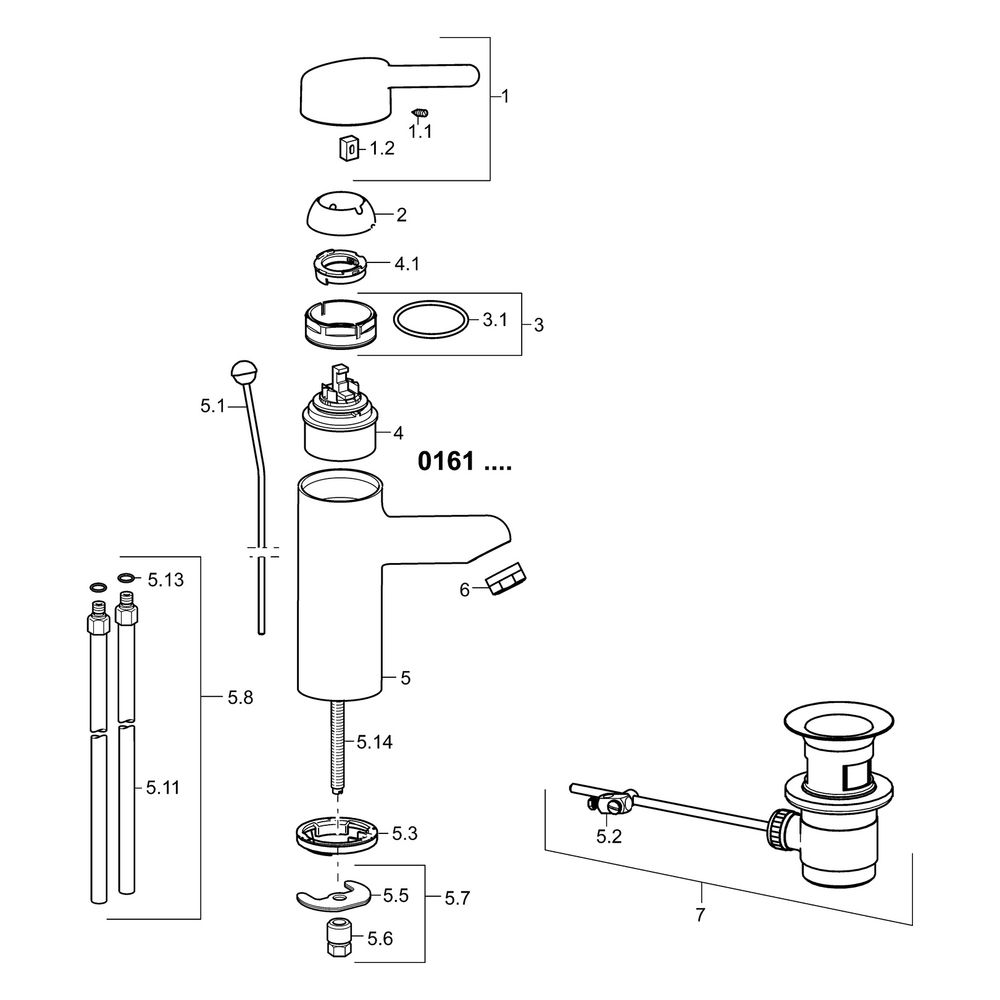 Hansa Medipro Einhebel-Waschtischbatterie, Kupferrohr, Zugstangen-Ablaufgarnitur, Bedie... HANSA-01612106 4015474266841 (Abb. 5)