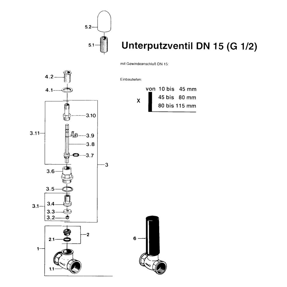 Hansa Oberteil G 1/2", DN 15, 02200100... HANSA-02200100 4015474598287 (Abb. 5)
