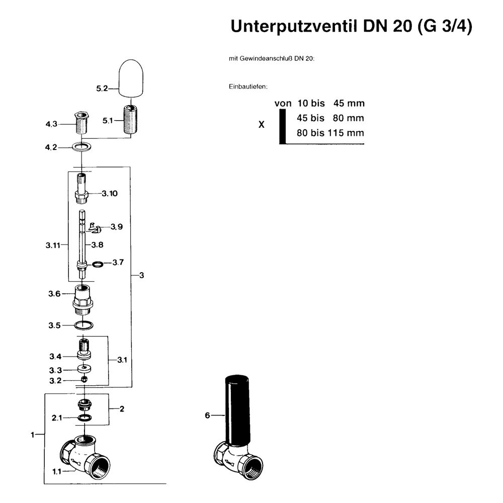 Hansa Oberteil G 3/4", DN 20, 02210100... HANSA-02210100 4015474598294 (Abb. 5)