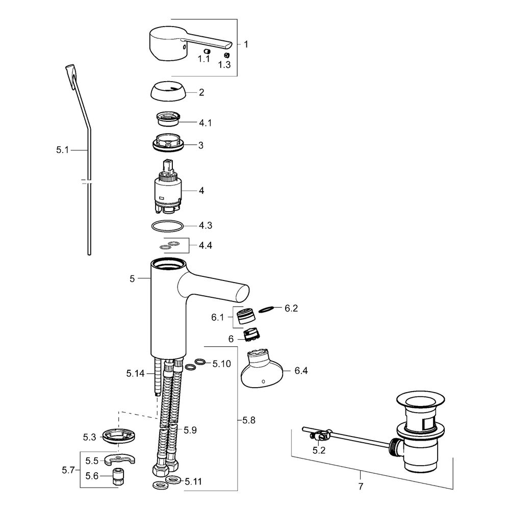 Hansa Ronda Einhebel-Waschtischbatterie, Ausladung 100mm, DN 15, Chrom, 03082273... HANSA-03082273 4015474212589 (Abb. 5)