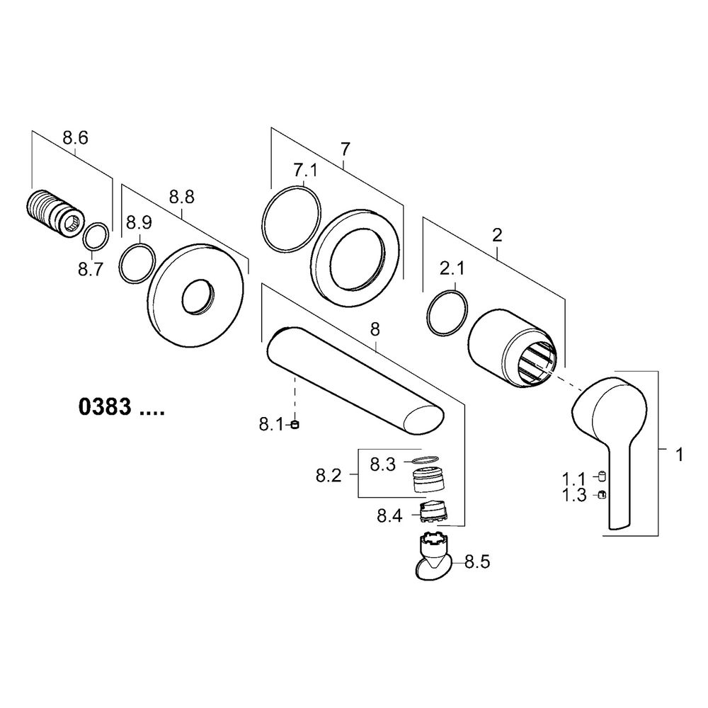 Hansa Ronda Einhebel-Fertigmontageset für Waschtischbatterie, Rosette rund, Ausladung 1... HANSA-03832273 4015474252301 (Abb. 5)