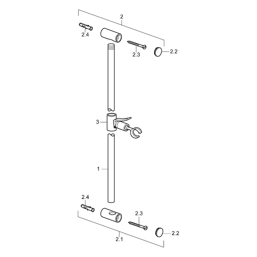 Hansa Wandstange, schwenkbares Kugelgelenk, Verstellbare Brausestangehalterung, kürzbar... HANSA-04480100 4015474031470 (Abb. 5)