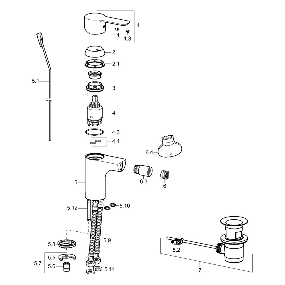 Hansa Ligna Einhebelmischer Bidetbatterie, Zugstangen-Ablaufgarnitur, Ausladung 100mm, ... HANSA-06063203 4015474248090 (Abb. 5)
