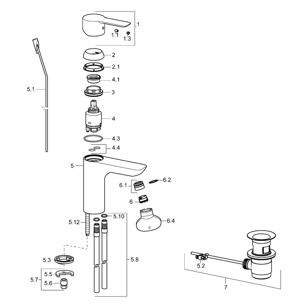 Hansa Ligna Einhebelmischer Waschtischbatterie, Zugstangen-Ablaufgarnitur, Ausladung 10... HANSA-06092103 4015474251908 (Abb. 5)