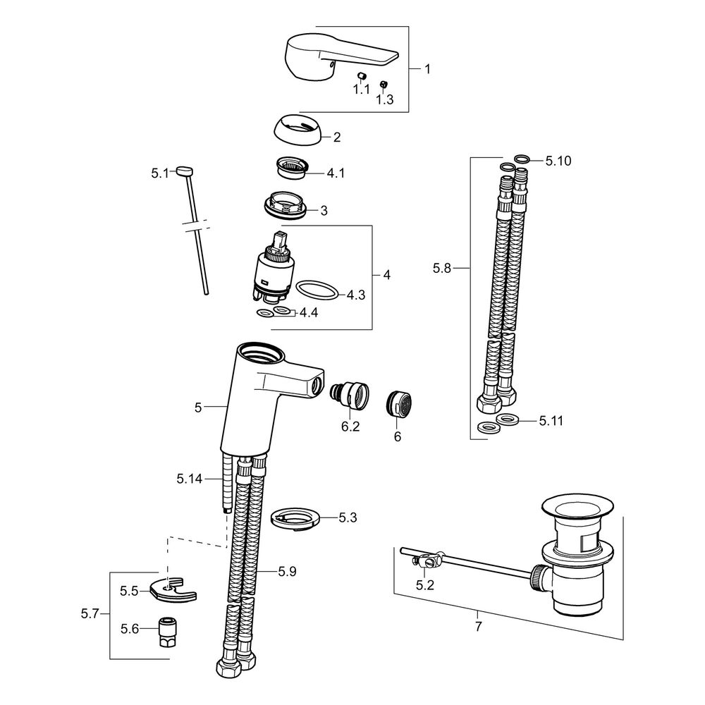 Hansa Twist Einhebelmischer Bidet-Batt 0906 BügelhebelZugstangenablaufgarnitur Ausladun... HANSA-09063285 4015474259812 (Abb. 7)