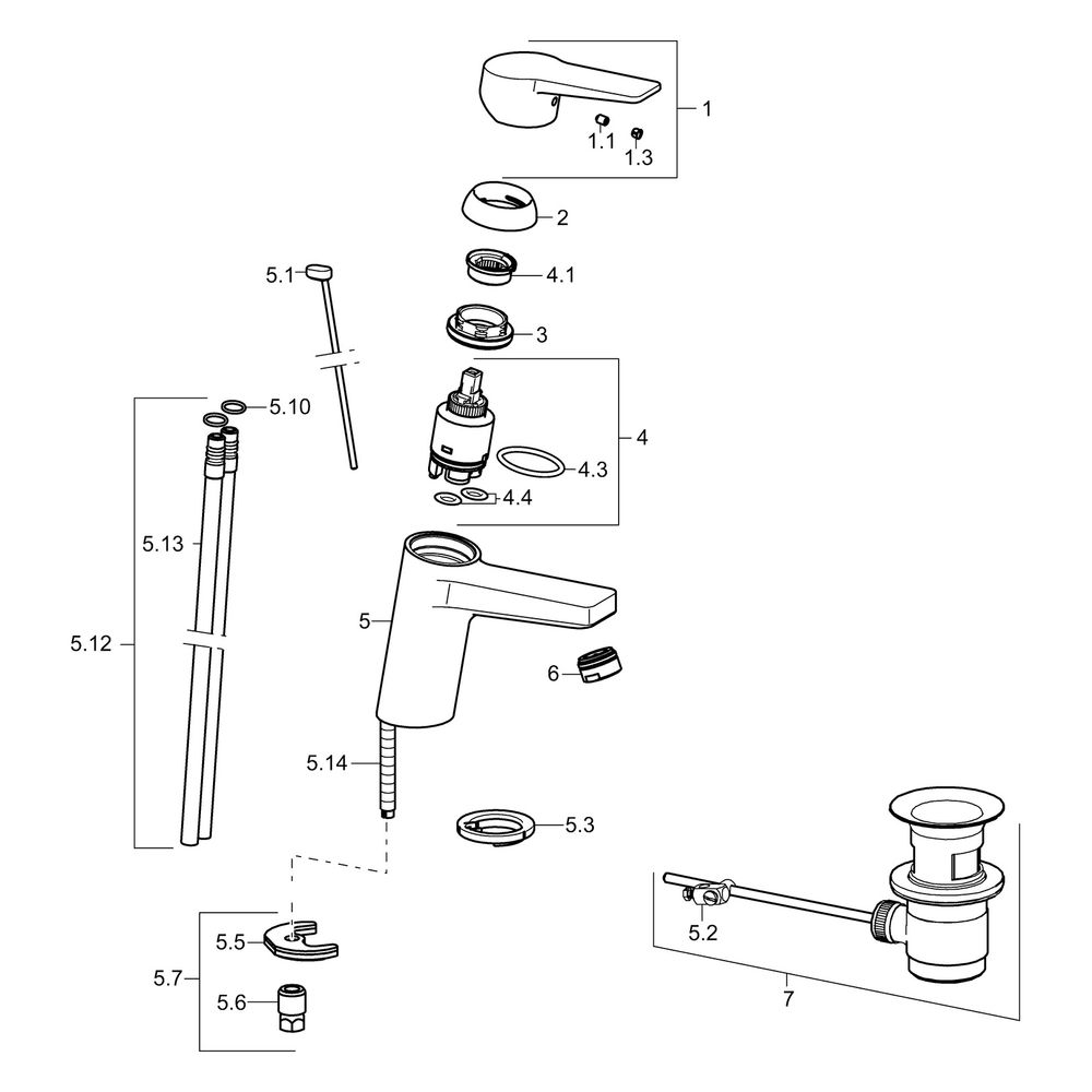 Hansa Twist Einhebel-Waschtischbatterie, Kupferrohr, Zugstangen-Ablaufgarnitur, Ausladu... HANSA-09092183 4015474259799 (Abb. 7)