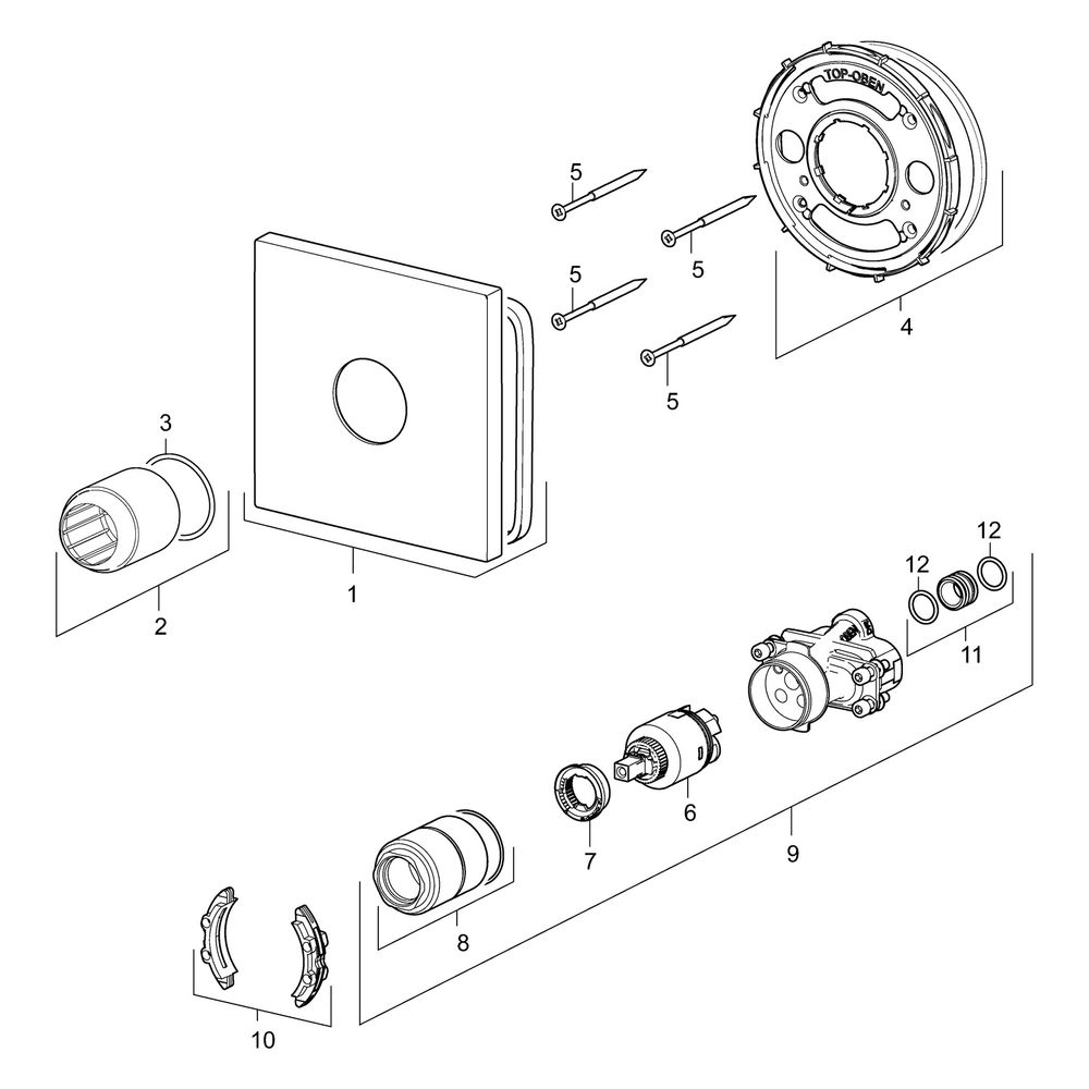 Hansa Varox Pro Fertigmontageset für Brausebatterie, Rosette eckig, Chrom, 40559173... HANSA-40559173 4057304003714 (Abb. 7)