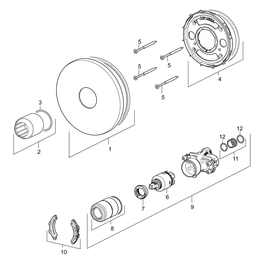 Hansa Varox Pro Fertigmontageset für Brausebatterie, Rosette rund, Chrom, 40559183... HANSA-40559183 4057304003721 (Abb. 7)