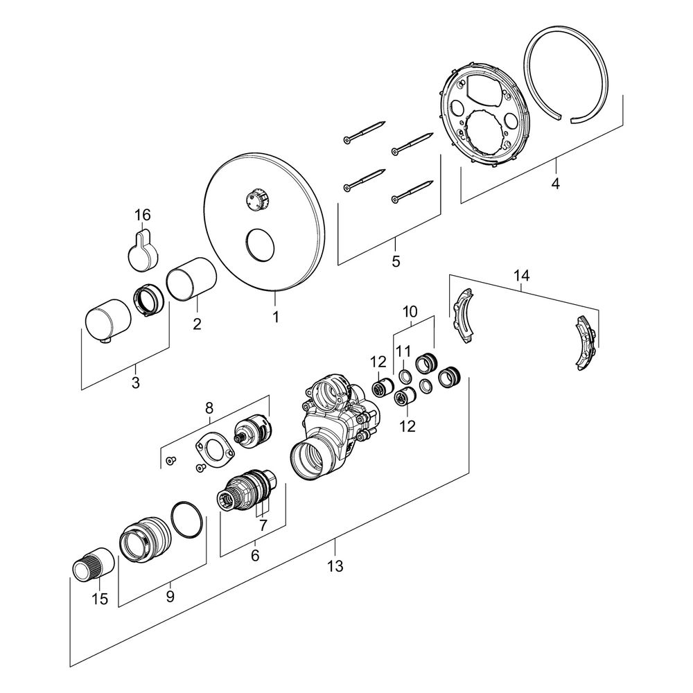 Hansa Varox Pro Fertigmontageset für Brausebatterie, Rosette rund, Chrom, 40579083... HANSA-40579083 4057304003769 (Abb. 7)