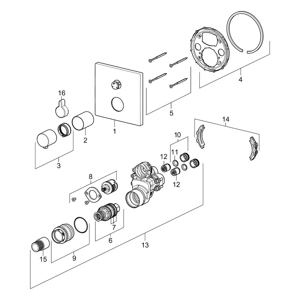 Hansa Varox Pro Fertigmontageset für Wanne/Brause, Rosette eckig, Chrom, 40589073... HANSA-40589073 4057304003882 (Abb. 7)