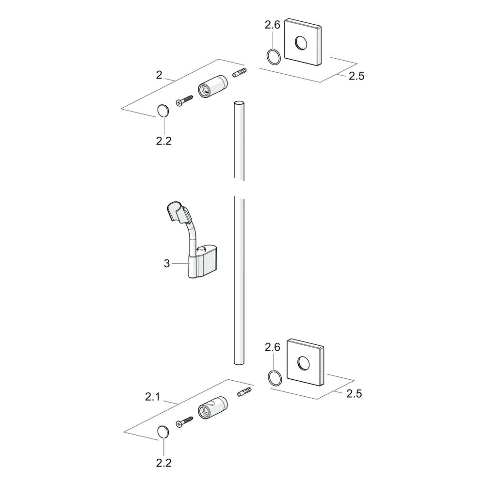 Hansa Wandstange, verstellbare Brausestangehalterung, kürzbar, Chrom, 44410100... HANSA-44410100 4015474190122 (Abb. 7)