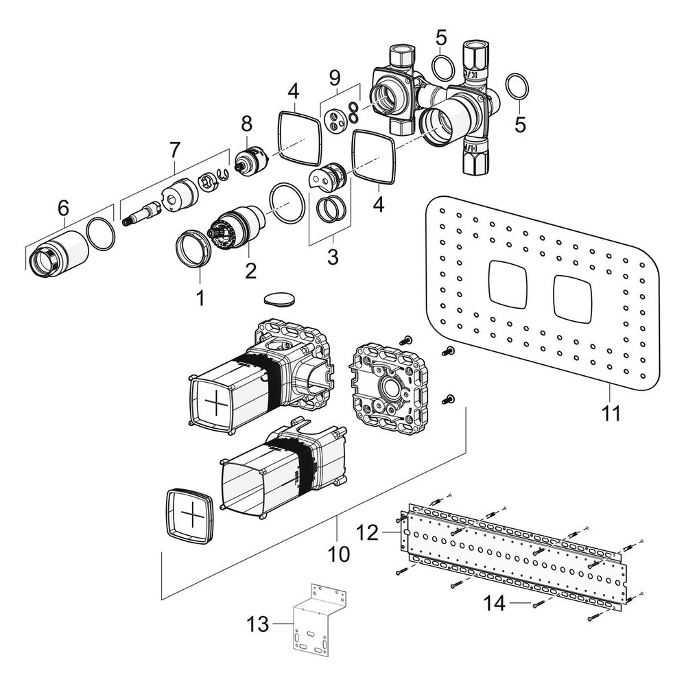 Hansa Matrix Unterputz-Rohbauset Bade- und Brausearmatur 4.0, Kartusche, DN 15, 4401010... HANSA-44010100 4057304006937 (Abb. 7)