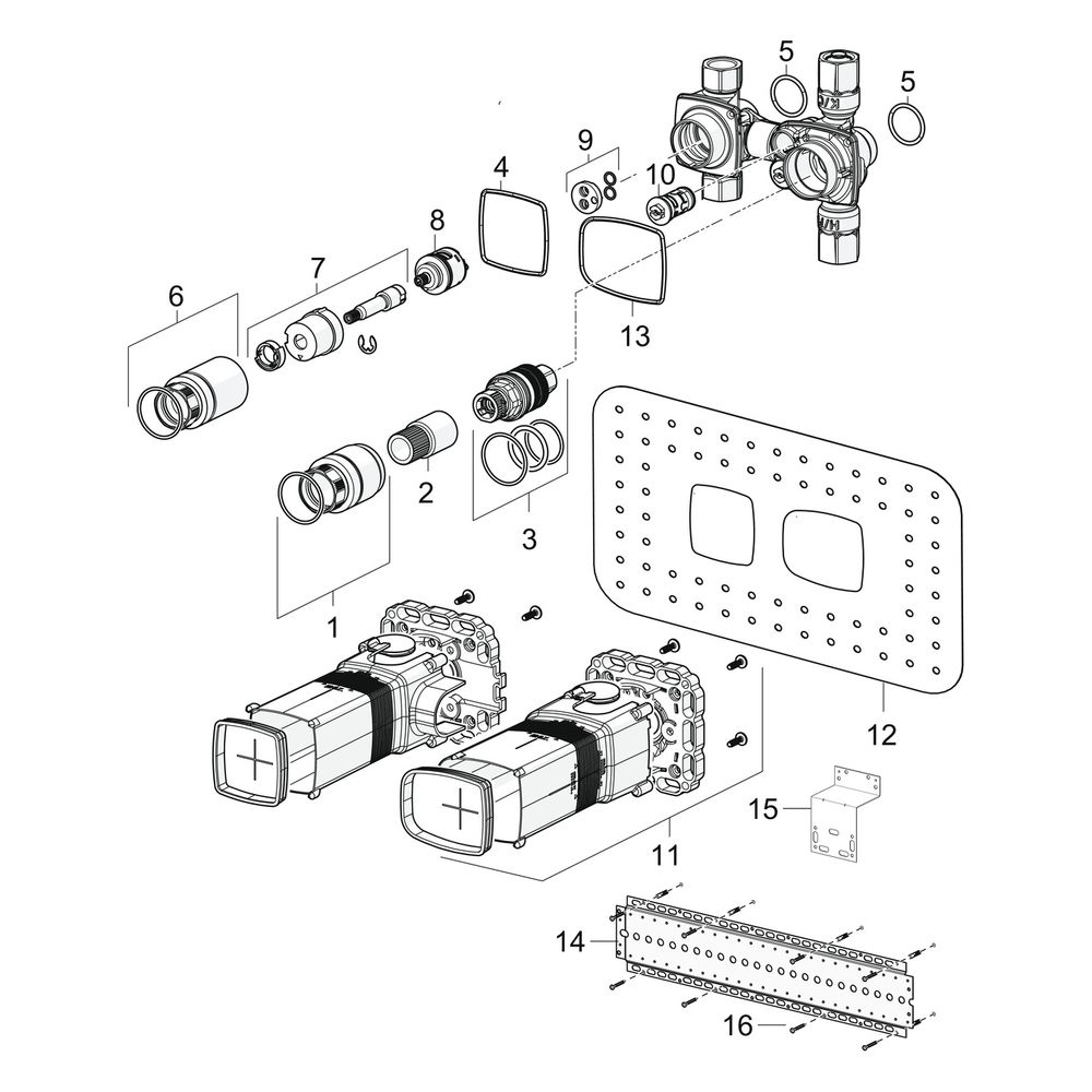 Hansa Matrix Unterputz-Rohbauset Bade- und Brausearmatur, DN 15, 44030100... HANSA-44030100 4057304007286 (Abb. 7)
