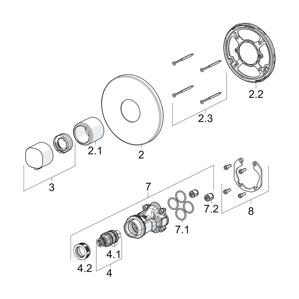 Hansa Living Fertigmontageset für Brausebatterie 8866 Rosette rund Chrom... HANSA-88669501 4015474287198 (Abb. 7)