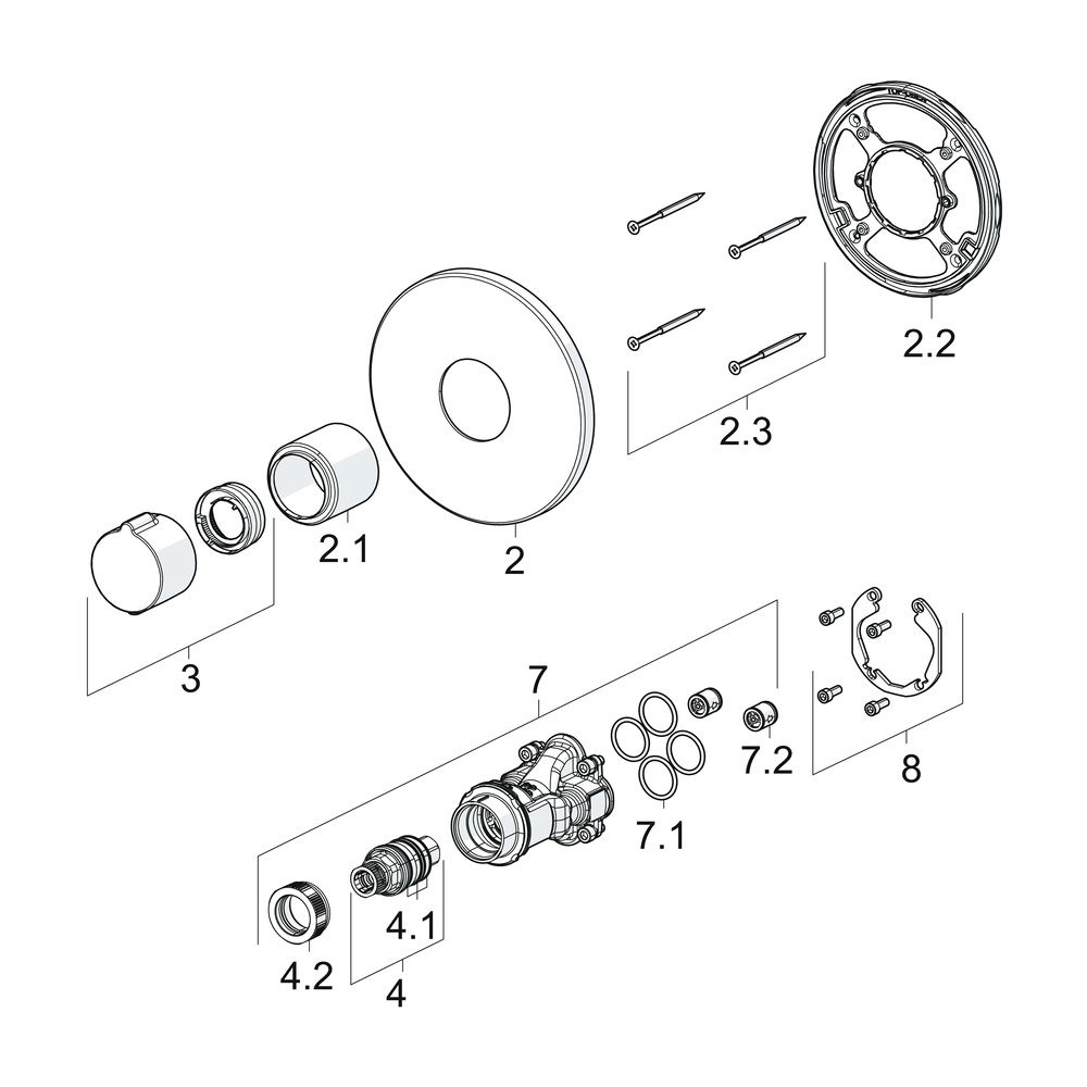 Hansa Home Fertigmontageset für Brausebatterie 8860 Rosette rund Chrom... HANSA-88609045 4015474279209 (Abb. 7)
