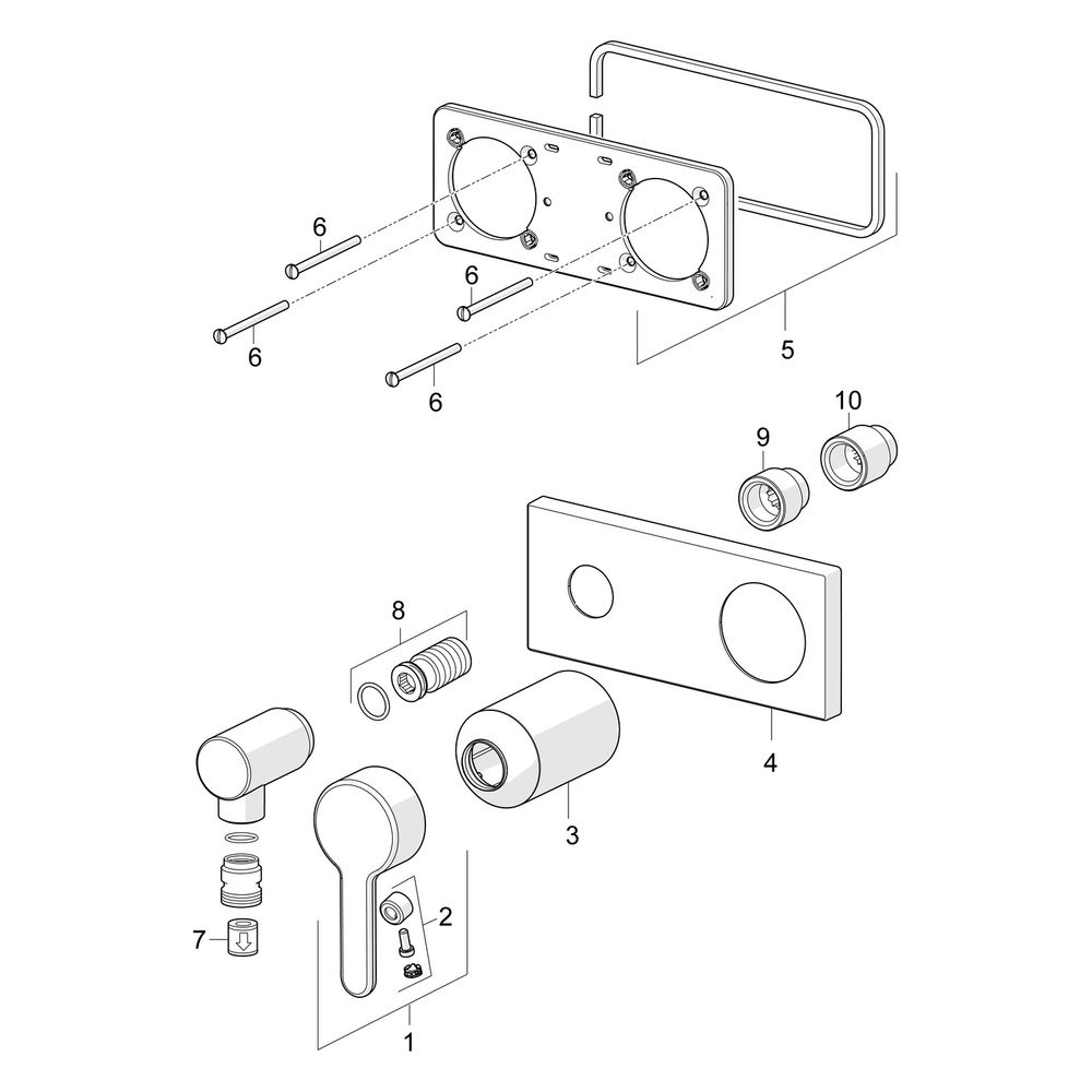 Hansa Designo Einhebelmischer Fertigmontageset für Brausebatterie Style 4450 Rosette ec... HANSA-44509583 4057304006944 (Abb. 7)