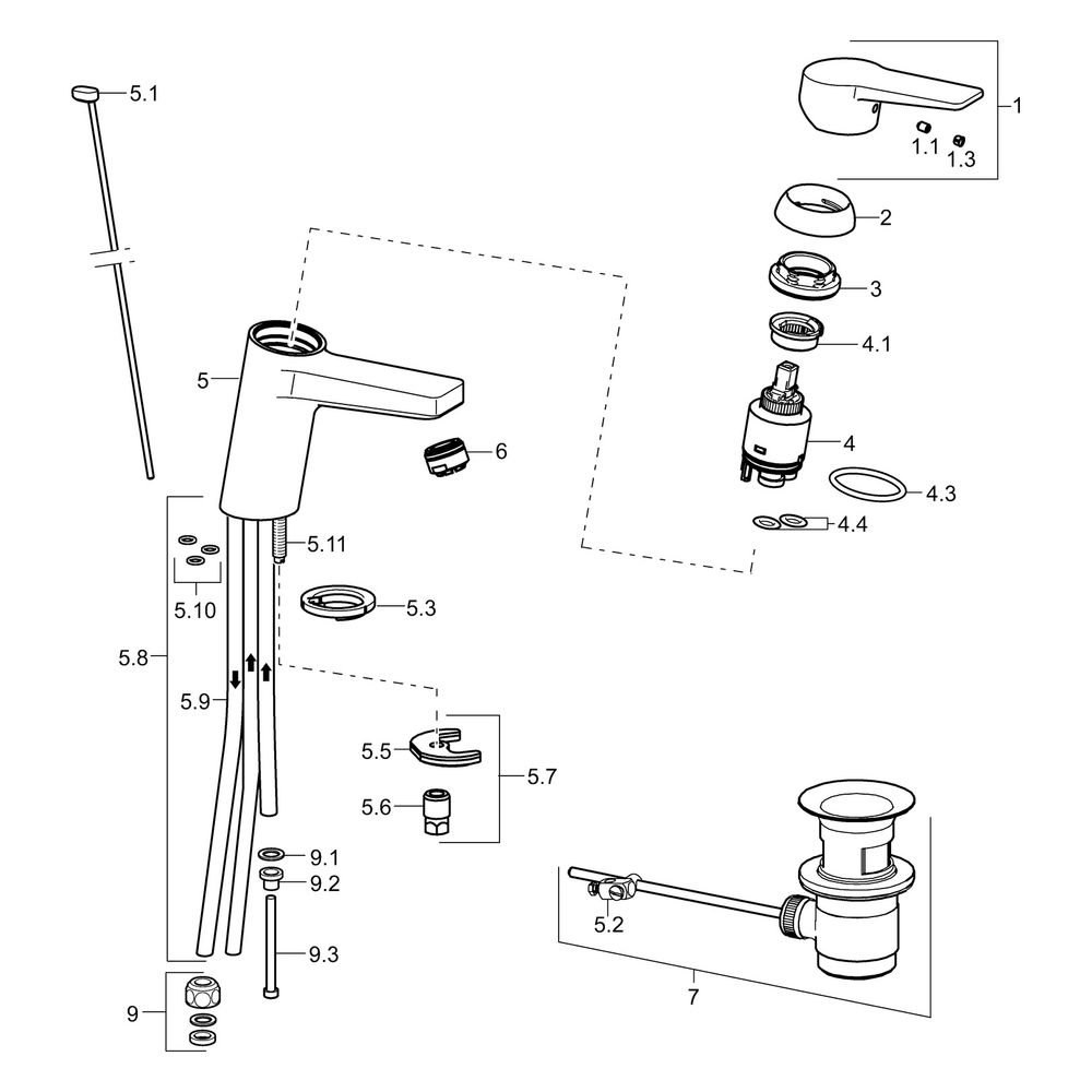 Hansa Twist Einhebel-Waschtischbatterie XL, Kupferrohr Zugstangen-Ablaufgarnitur, Ausla... HANSA-09031183 4015474263901 (Abb. 5)