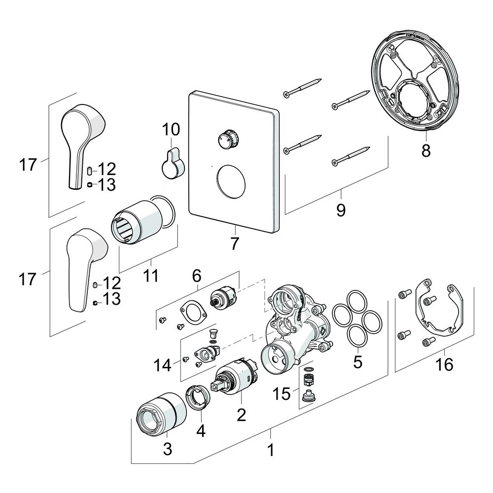 Hansa Polo Einhebelmischer Fertigmontageset für Wanne/Brause 8062 Rosette eckig mit Sic... HANSA-80623093 4057304003820 (Abb. 7)