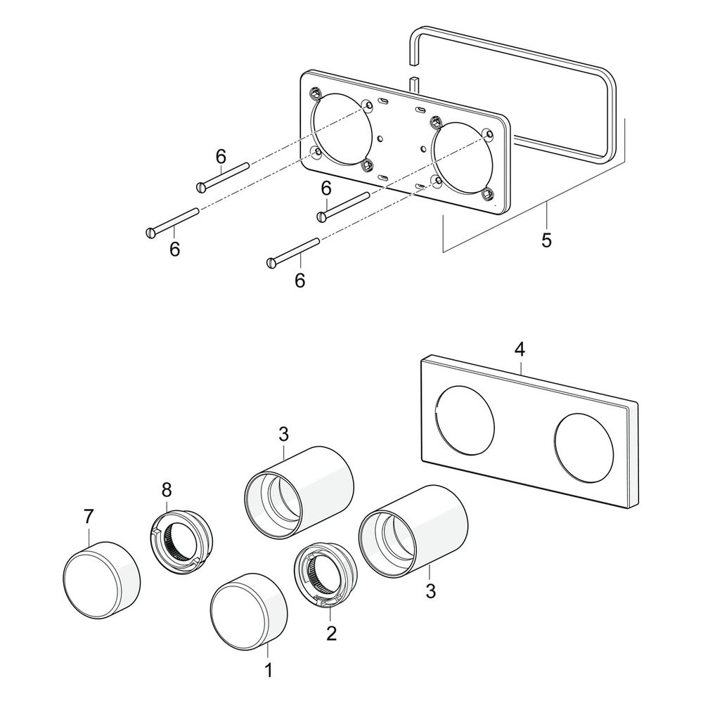 Hansa Living Fertigmontageset für Brausebatterie 4452 Rosette eckig DN15 Chrom... HANSA-44529583 4057304007231 (Abb. 7)