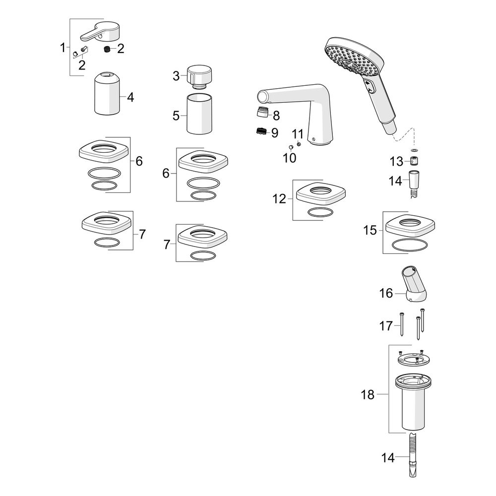 Hansa Designo Style Einhebel-Fertigmontageset für Wanne/Brause, Rosette soft edge, 3-st... HANSA-53122083 4057304007026 (Abb. 7)