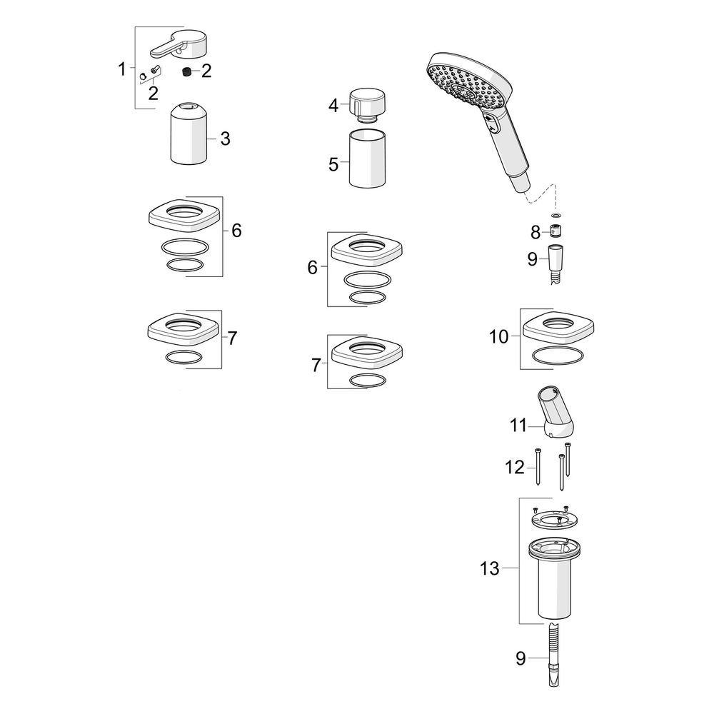 Hansa Designo Style Einhebel-Fertigmontageset für Wanne/Brause, Rosette rund, 3-strahli... HANSA-53259063 4057304006999 (Abb. 7)