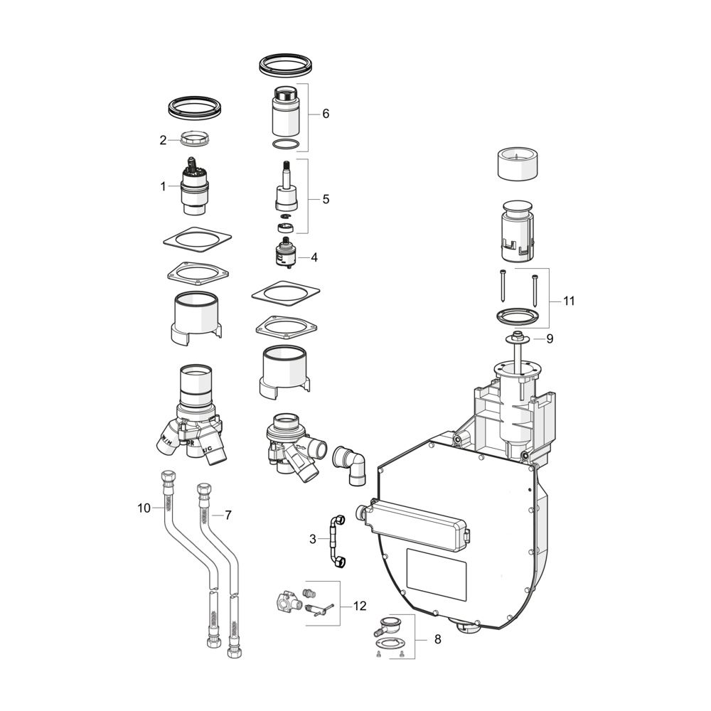 Hansa Unterputz-Rohbauset Bade- und Brausearmatur, DN 20, 53030300... HANSA-53030300 4057304007200 (Abb. 7)