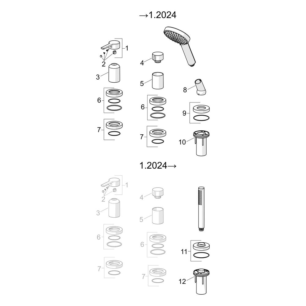 Hansa Ronda Einhebel-Fertigmontageset für Wanne/Brause, Rosette rund, 3-strahlig, 72mm,... HANSA-03419473 4057304014642 (Abb. 7)