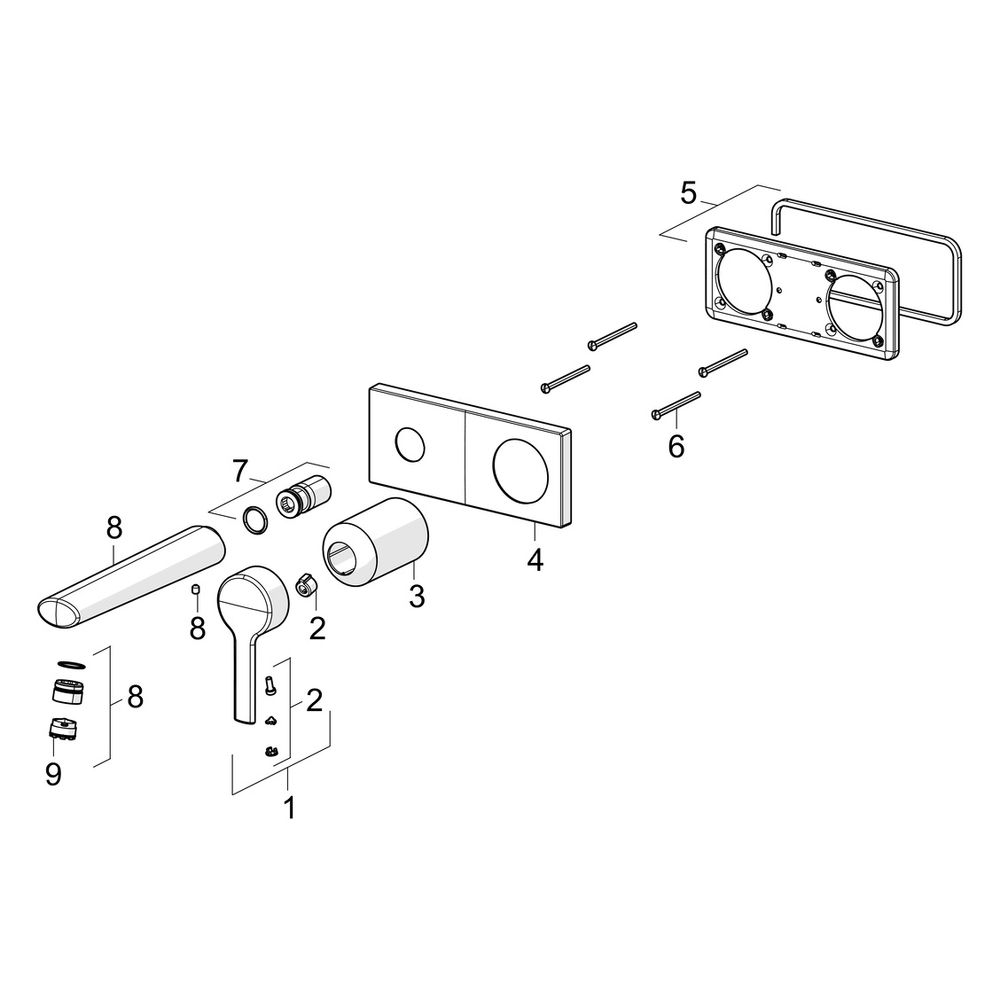 Hansa Ronda Einhebel-Fertigmontageset für Waschtischbatterie, Rosette eckig, Ausladung ... HANSA-44882183 4057304014796 (Abb. 7)