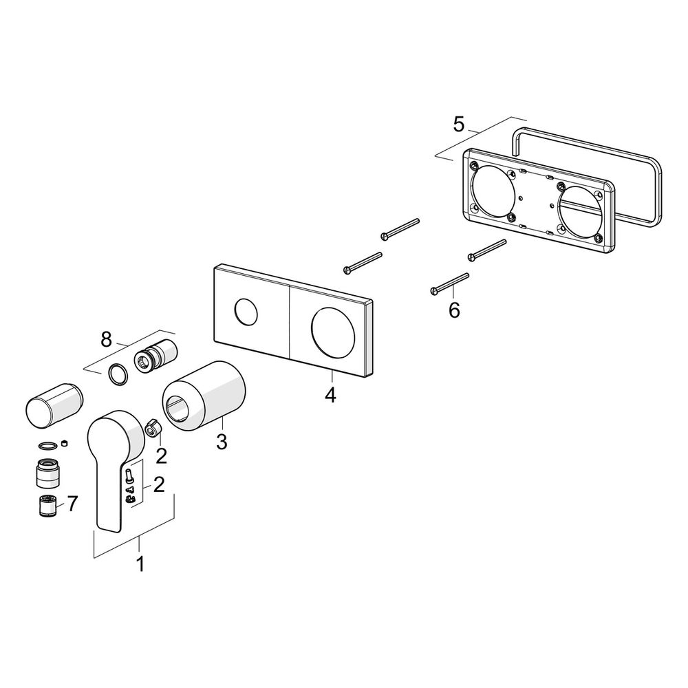 Hansa Ligna Einhebelmischer Fertigmontageset für Brausebatterie 4454 Rosette eckig 4.0 ... HANSA-44549583 4057304014864 (Abb. 7)