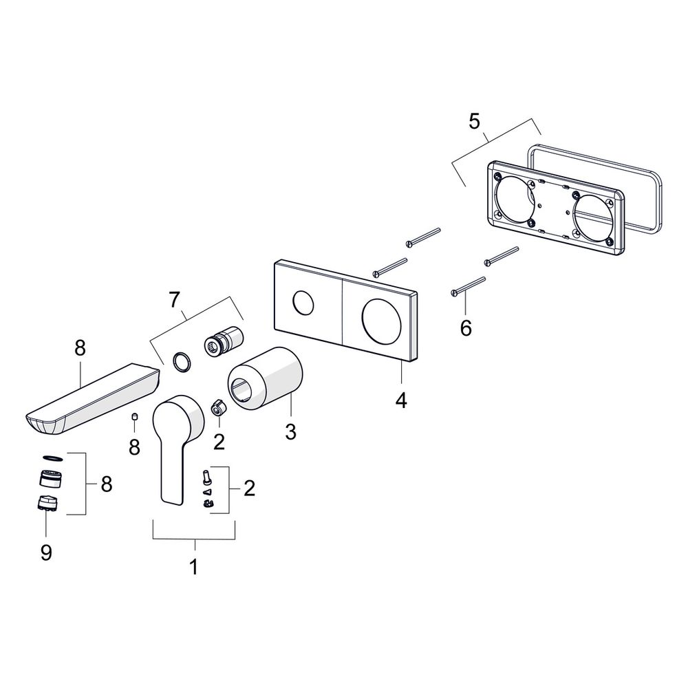Hansa Ligna Einhebelmischer Fertigmontageset für Waschtischbatterie 4489 Rosette eckig ... HANSA-44892183 4057304014772 (Abb. 7)