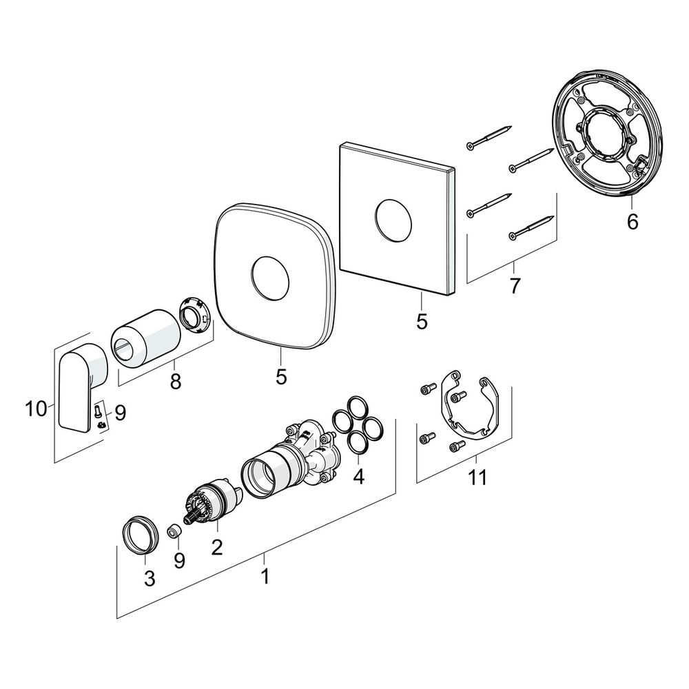 Hansa Stela Einhebelmischer Fertigset für Brause-Batterie 8785 Rosette eckig Chrom... HANSA-87859073 4057304015243 (Abb. 7)