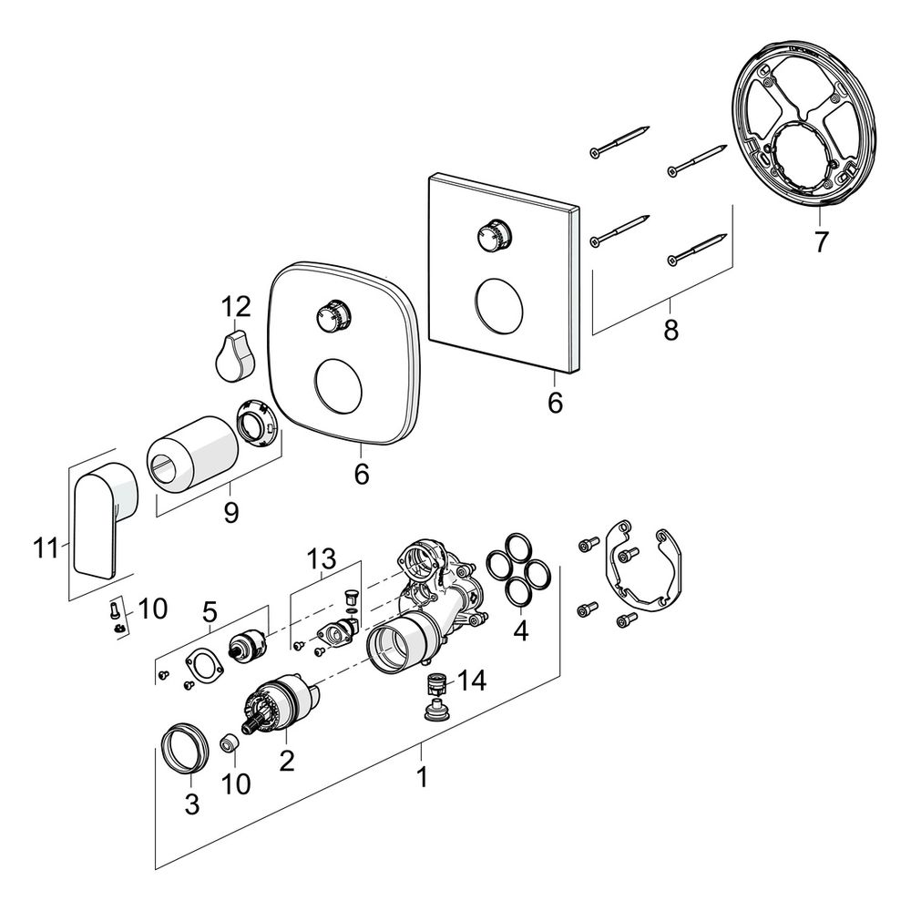 Hansa Stela Einhebelmischer Fertigmontageset für Wanne/Brause 8784 Rosette eckig mit Si... HANSA-87843073 4057304015410 (Abb. 7)