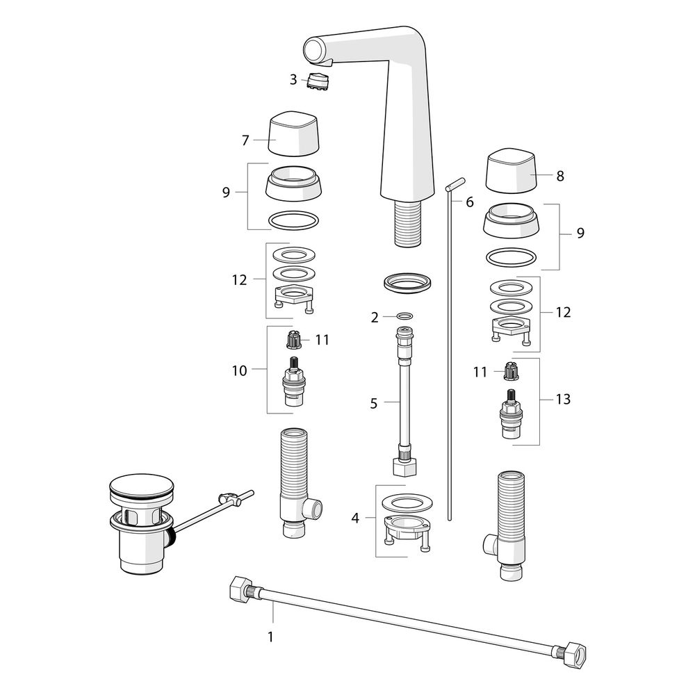 Hansa Designo Waschtischbatterie Style 5105 Zugstangenablaufgarnitur Ausladung 141mm DN... HANSA-51052183 4057304006708 (Abb. 7)