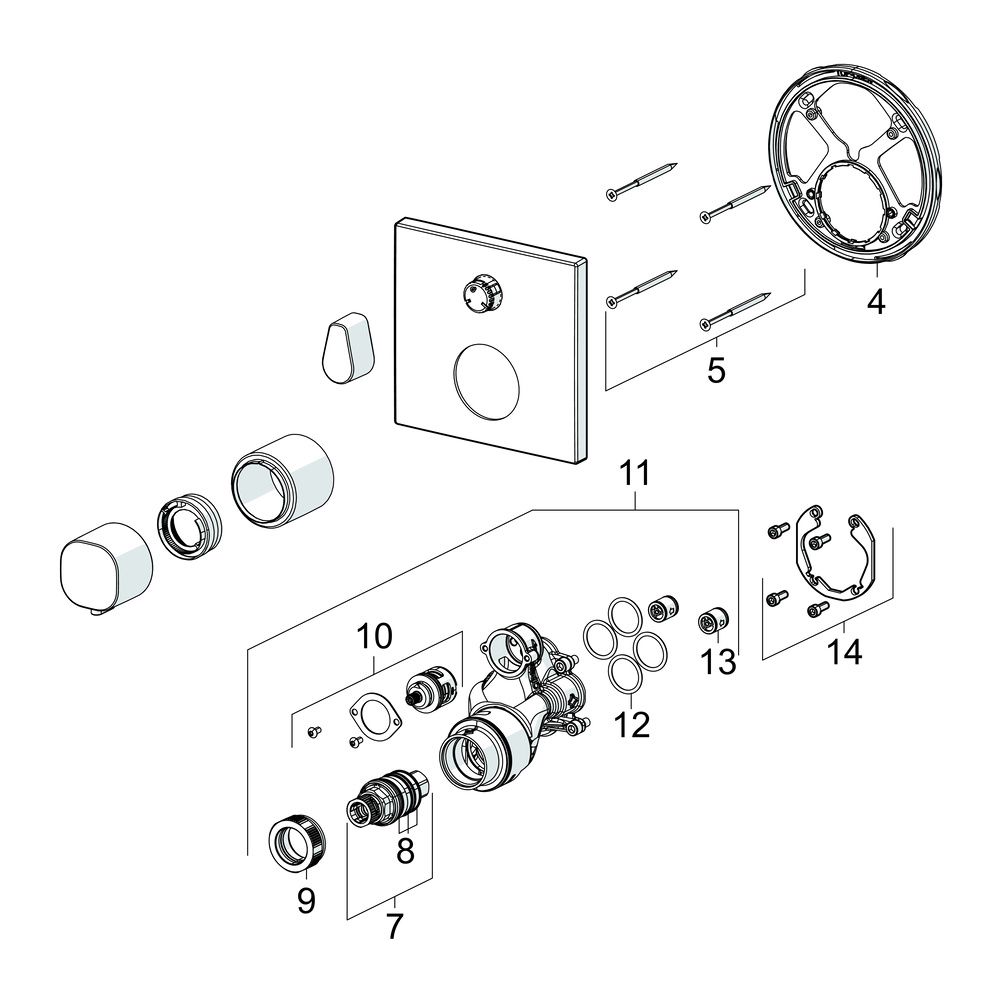 Hansa Living Fertigset für Brause-Batterie 8113 Rosette eckig Matt-Schwarz... HANSA-8113956233 4057304015830 (Abb. 7)