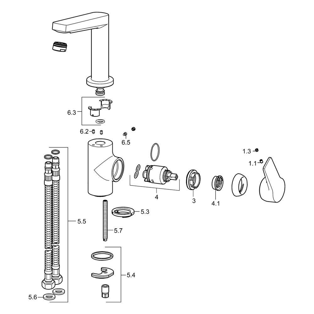 Hansa Twist Einhebel-Waschtischbatterie, Ausladung 130mm, DN 15, Matt-Schwarz, 095522... HANSA-0955220333 4057304015809 (Abb. 7)