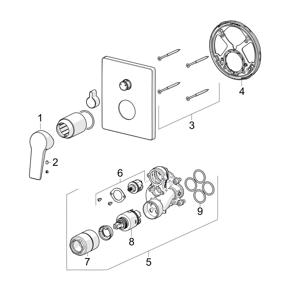 Hansa Twist Einhebelmischer Fertigmontageset für Wanne/Brause 8984 Rosette eckig Matt... HANSA-8984908333 4057304015816 (Abb. 7)