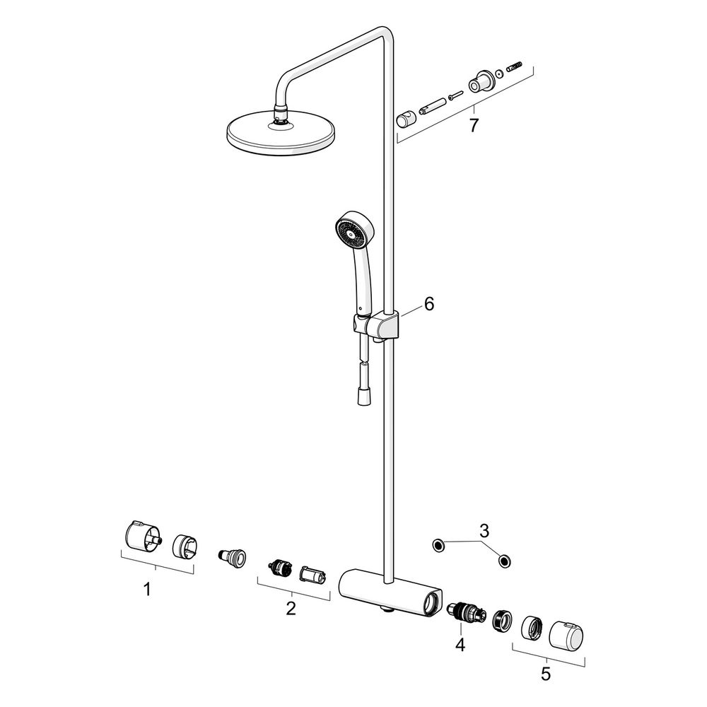Hansa Micra Regenbrause-Duscharmatur, 3-strahlig, Ausladung 445-470mm, DN 15, Matt-Sc... HANSA-4435013033 4057304015861 (Abb. 7)